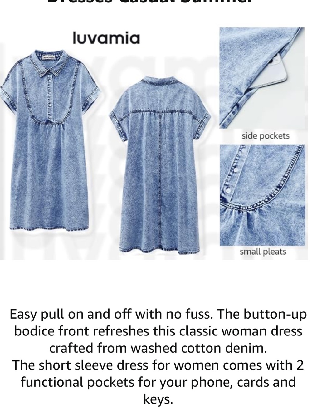 Blue Denim Mini Shirt Dress - Casual Collared Summer Dress - Picture 9 of 9